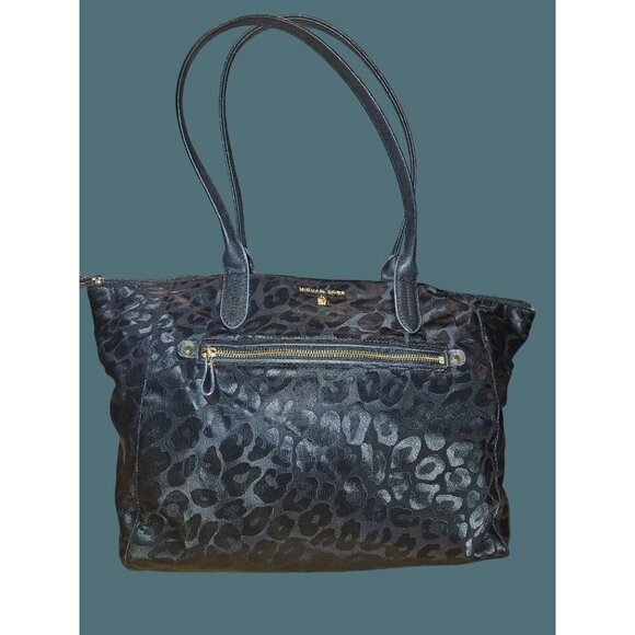 Michael Kors Kelsey Leopard Nylon Tote Shoulder Bag - Picture 1 of 16